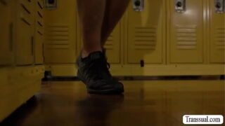 Hot Sheboy Jexxxica gets barebacked by pervert gym buddy